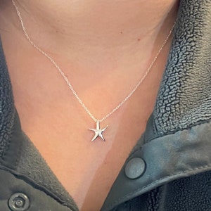 Sterling Silver Starfish Necklace ,Sea Creature Necklace, Sea Necklace, Everyday Necklace, simple Necklace,