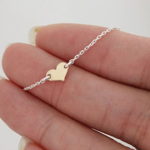 Tiny heart anklet, silver anklet, simple anklet, delicate anklet, summer, beach, ankle bracelet, gift for girlfriend, dainty gold anklet