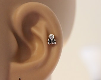 Tiny octopus  cartilage earring, cartilage stud, nose stud, cute nose ring, tragus earring, silver nose stud, teeny tiny stud, sea creature