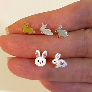 Bunny cartilage stud earring, tiny cartilage earring, Tragus, Nose Stud Silver cartilage earring, sterling silver stud Body jewelry Easter