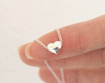 Tiny heart necklace, sterling silver heart necklace, dainty heart necklace, layered necklace, choker, dainty necklace delicate necklace,