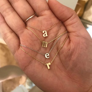 Lowercase Initial Necklace, Gold Initial Necklace, Letter Necklace, Personalize Necklace, Bridesmaid Gift, Birthday gift, dainty Necklace image 1