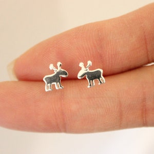 Moose Stud Earrings Tiny stud earrings Animal earrings Gift for woman Sterling silver stud earrings Dainty earrings Birthday gift Frozen