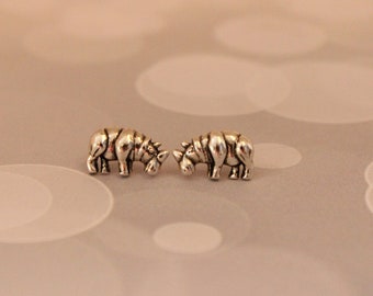 Sterling silver Rhino Earrings, Cute animal Rhinoceros earrings, Animal lover gift,  birthday gift, forest, wildlife, Gift for children,