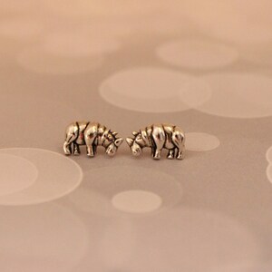 Sterling silver Rhino Earrings, Cute animal Rhinoceros earrings, Animal lover gift,  birthday gift, forest, wildlife, Gift for children,