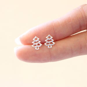 Christmas Tree Earrings, Fir tree earrings, Small Stud Earrings, Gift For children, Holidays Gift, Cute Stud earrings, Silver Stud earrings