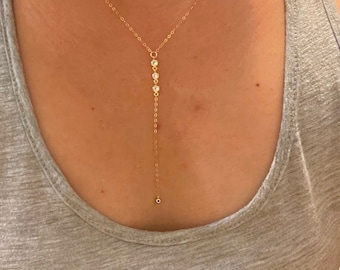Lariat Halskette, Cz Diamant Gold Lariat Halskette, Y-Halskette, geschichtete Halskette, lange Halskette, Zarte Goldkette, einfache Lariat.