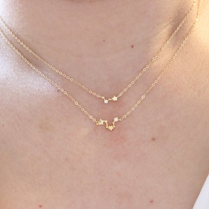 Silver Rose Gold Zodiac necklace dainty Constellation necklace Aquarius  Aries Taurus Gemini Cancer Virgo Libra Scorpio Leo tiny  Necklace