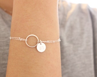 Sterling Silver Circle Bracelet, Infinity Bracelet, initial bracelet,  bridesmaid gift, sister gift, gift for mom,Gift For Friend, Eternity,