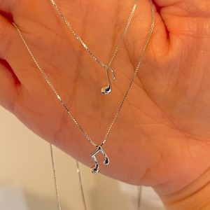 Sterling Silver Music Note Necklace, dainty necklace, delicate necklace, box chain necklace Gift for woman her Bracelet, Anklet available