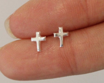 Tiny Cross stud earrings, Sterling silver cross earrings, Teeny Tiny Studs, children jewelry, baby earrings, baptisam gift, confirmation