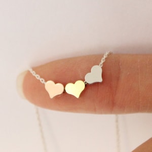Tiny heart necklace, three sister gift, gift for best friend ,dainty heart necklace, delicate necklace, bridesmaid gift, gift for mom