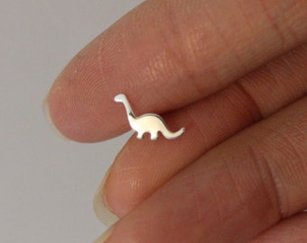 Dinosaur cartilage earring, Brachiosaurus cartilage, jurassic park, tragus, nose stud, Nose pin ,silver cartilage earring, cartilage stud