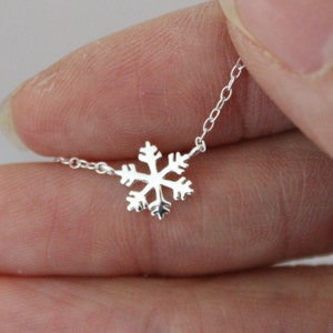 Sterling silver snowflake bracelet, earrings necklace snowflake charm, bridesmaid gift, Christmas gift, Delicate bracelet, tiny bracelet image 3