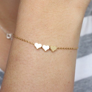 Gold heart bracelet, tiny heart bracelet, sister gift, gift for best friend, rose gold dainty bracelet, bridesmaid gift, minimalist,
