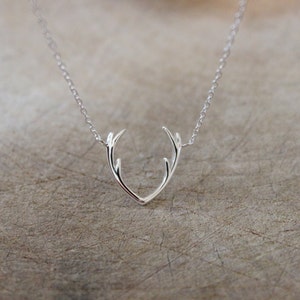 Sterling silver Antler Necklace, Reindeer necklace, Silver Necklace, Layered Necklace, Christmas gift, Boho, Bohemian, simple necklace