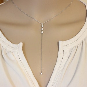 Colar laço, colar laço de ouro com diamante cz, colar Y, colar em camadas, colar longo, colar delicado de ouro, laço simples.