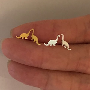 Dinosaur Stud Earrings in sterling silver , Brachiosaurus stud earrings, Teeny Tiny Stud Earrings, Jurassic Park, Dinosaur Birthday gift,