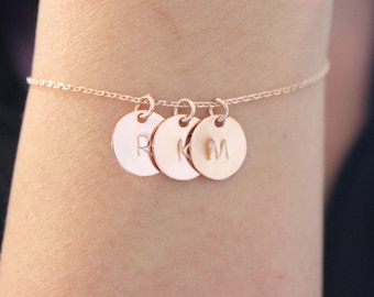 Sister gift, gift for best friend, Initial bracelet, letter bracelet, bridesmaid gift, personalized bracelet, delicate rose gold bracelet