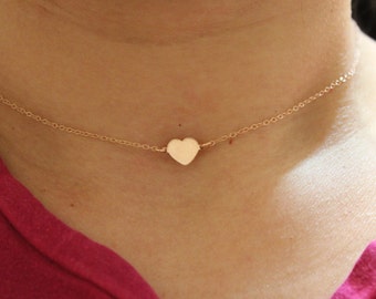 Winzige Herz Halskette, ursprüngliche Halskette, zierliche Herz Halskette, Rose Gold Herz Halskette, delikate Halskette, Brautjungfer Geschenk, Kinder Halskette
