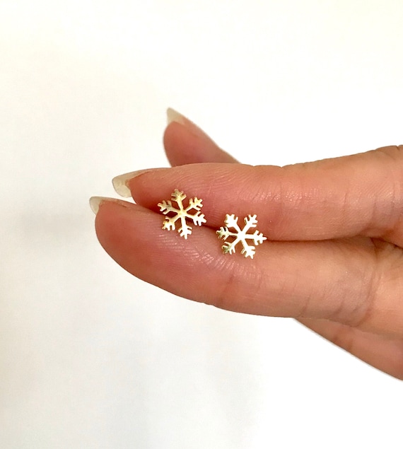 Mini Snowflake Design Stud Earrings Stainless Steel 18k - Temu