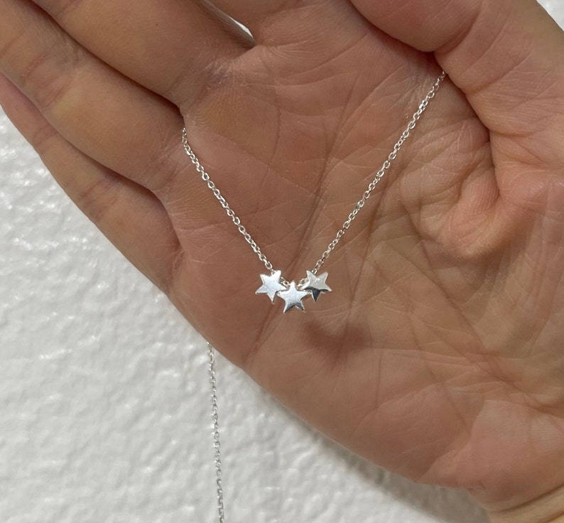 sterling silver star necklace, tiny star charm, dainty delicate silver star necklace, star charm necklace, minimalist, everyday jewelry image 9