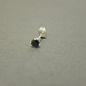 Sterling Silver 3mm Black  cartilage Earring, Men earring, Black stud earring, tragus stud.