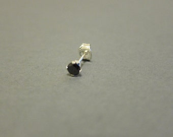 Sterling Silver 3mm Black  cartilage Earring, Men earring, Black stud earring, tragus stud.