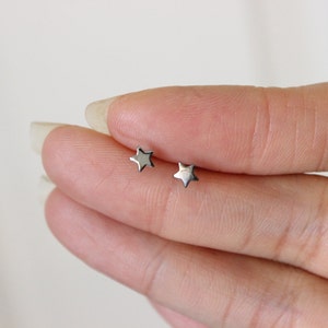 Tiny Black rhodium Sterling Silver Star Stud Earrings, Star Earrings, Black earrings, tiny stud earrings, tiny studs, simple, minimalist.
