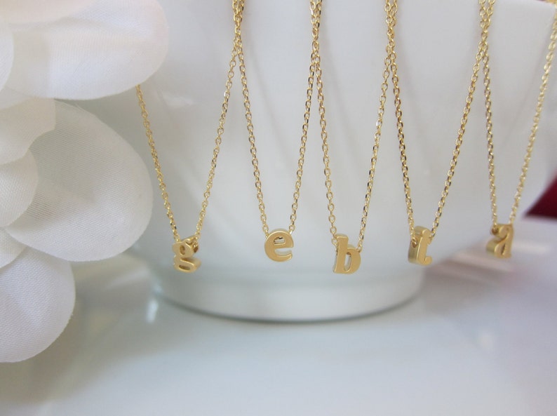 Lowercase Initial Necklace, Gold Initial Necklace, Letter Necklace, Personalize Necklace, Bridesmaid Gift, Birthday gift, dainty Necklace image 7