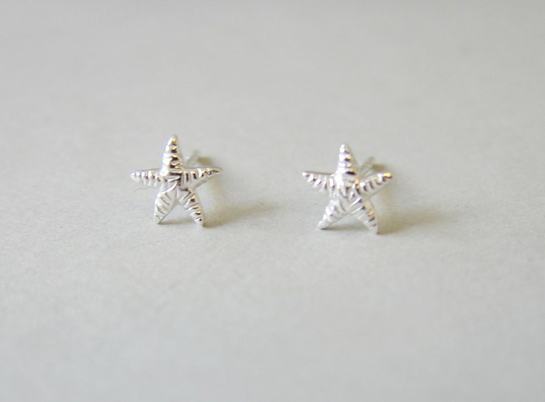 Tiny Sterling Silver Starfish Stud Earrings, Dainty Earring,Minimalist Jewelry image 3