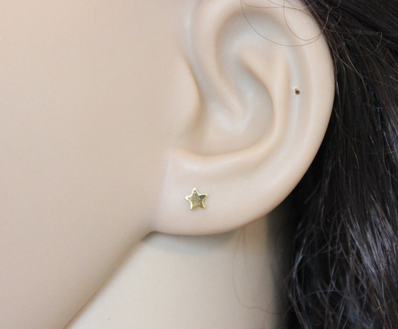 Tiny Star Stud Earrings, tiny gold earrings, tiny stud earrings, tiny studs, simple, minimalist, children earrings, dainty Earrings simple image 7