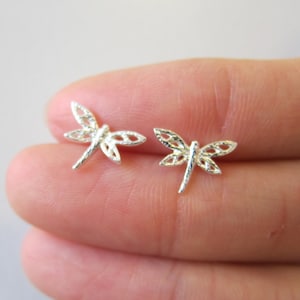 Sterling Silver Dragonfly Stud Earrings, Dainty Earrings, Everyday Jewelry