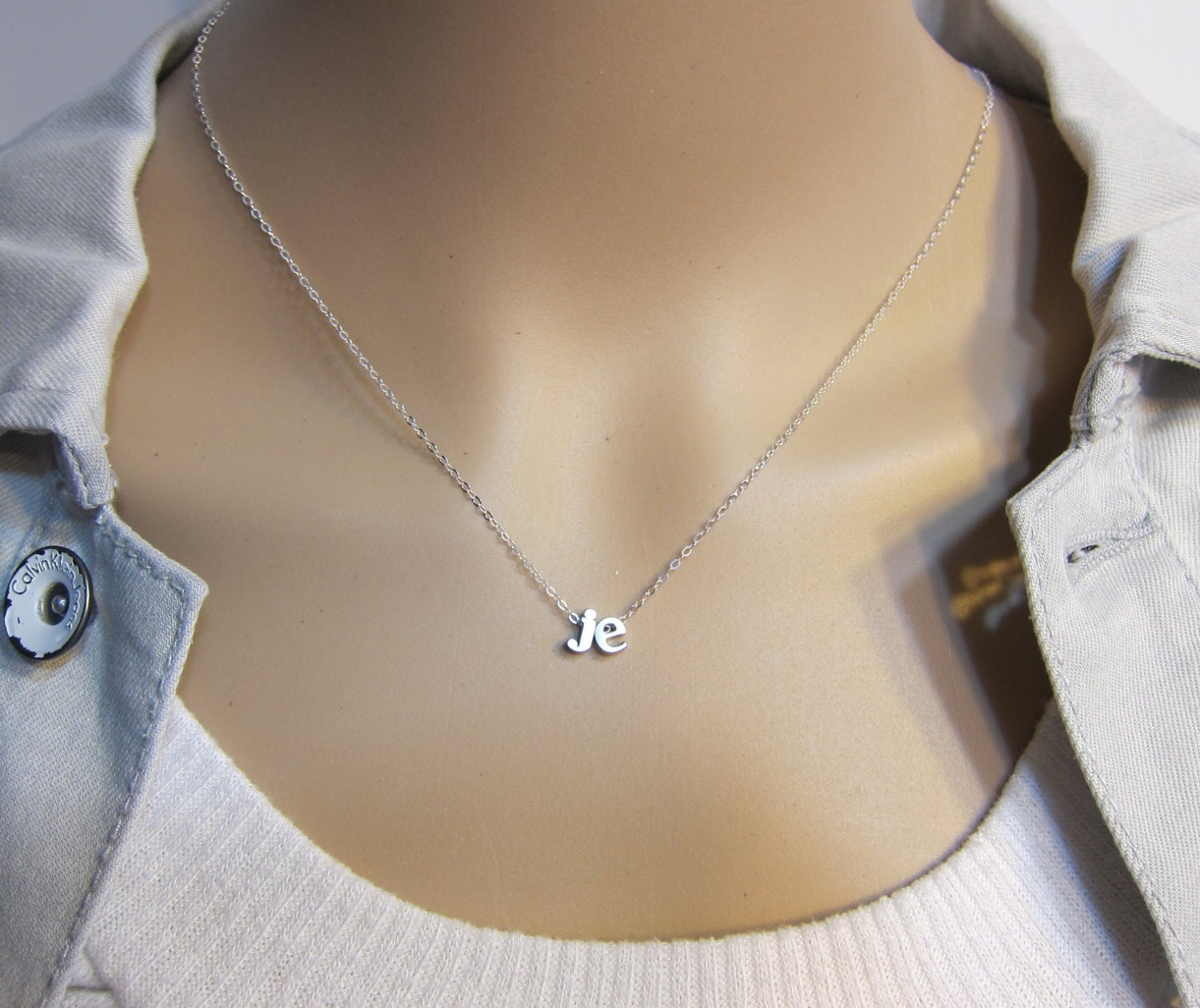 Two Lowercase Initials Necklace Couple 