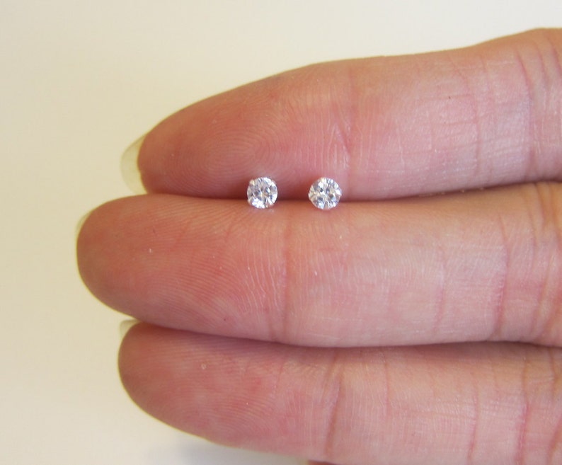 Cubic Zirconia Stud Earrings Cartilage Earring Tiny Stud Etsy