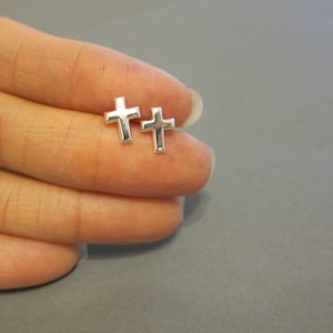 Sterling Silver Cross Stud Earrings, Cross Earrings, Confirmation, Gift, Children Earrings, Baby Earrings,