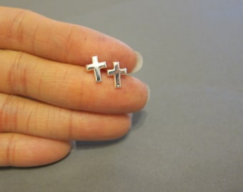 Sterling Silver Cross Stud Earrings, Cross Earrings, Confirmation, Gift, Children Earrings, Baby Earrings,