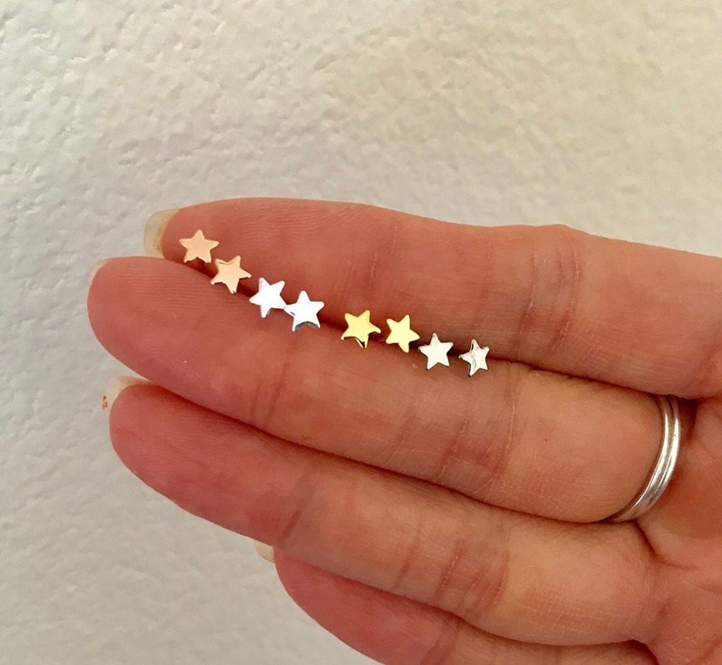 Tiny Star Stud Earrings, tiny gold earrings, tiny stud earrings, tiny studs, simple, minimalist, children earrings, dainty Earrings simple image 1