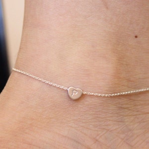 Initial anklet, heart anklet, ankle bracelet, silver anklet, gold anklet, delicate anklet, summer, beach, children jewelry, child image 2