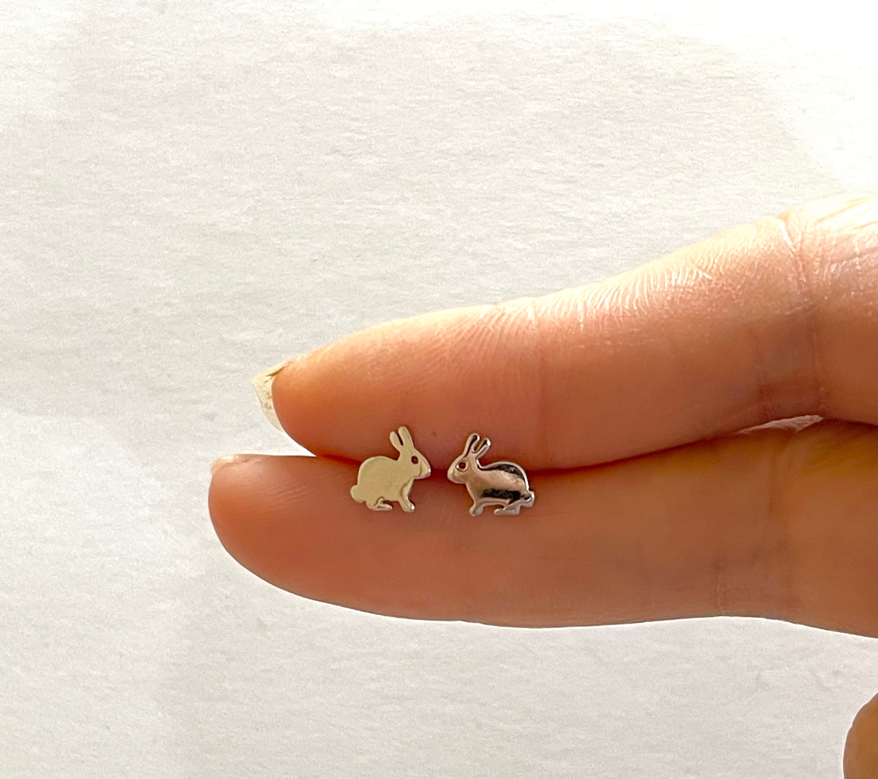 Bunny Stud Earrings Gold Rabbit Stud Earrings,  Easter Gift Tiny Stud Earrings  Animal Stud Earrings Children Earrings Birthday  Pet lover