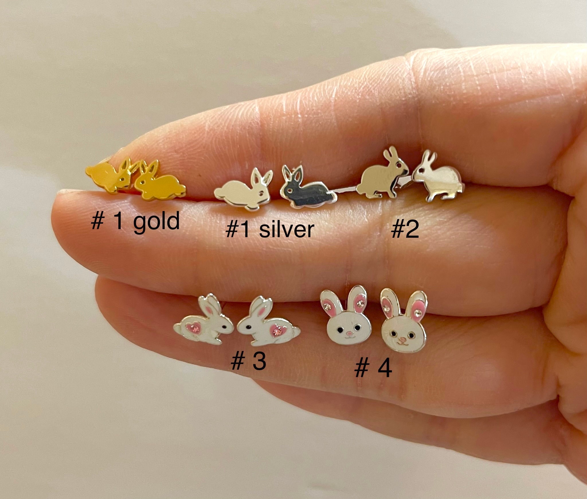 Bunny Stud Earrings Gold Rabbit Stud Earrings,  Easter Gift Tiny Stud Earrings  Animal Stud Earrings Children Earrings Birthday  Pet lover