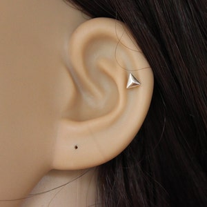 Sterling silver triangle stud earring, geometric earring, triangle cartilage,tiny tragus earring, tiny cartilage stud, tragus stud.