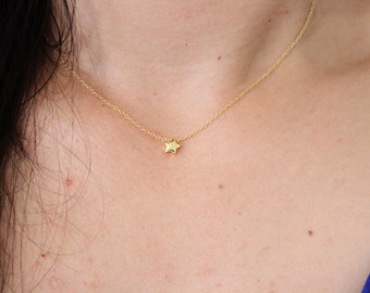 Tiny gold star necklace, dainty delicate silver star necklace,  toddler gift, children silver star necklace, minimalist, everyday jewelry