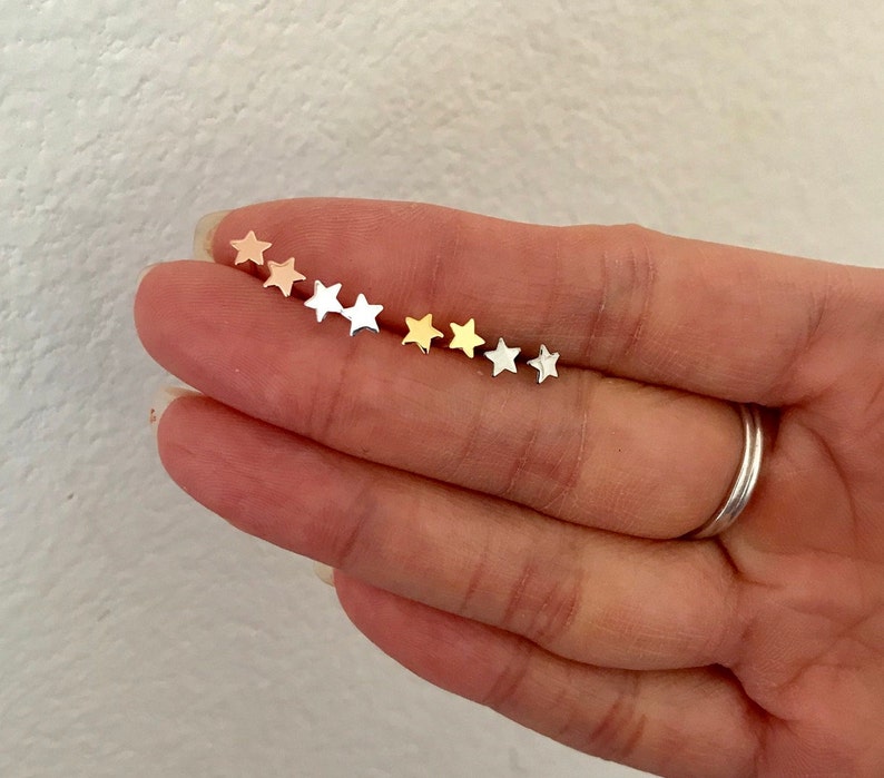 Tiny Star Stud Earrings, tiny gold earrings, tiny stud earrings, tiny studs, simple, minimalist, children earrings, dainty Earrings simple image 3