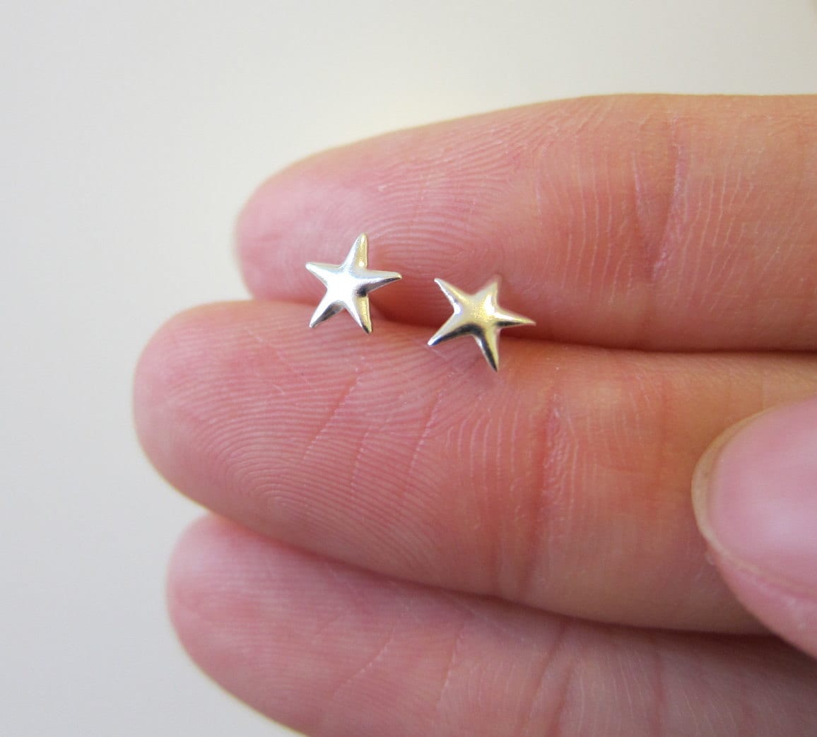 Tiny Sterling Silver Star Stud Earrings, Star Earrings.
