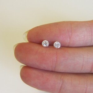 3mm , 4mm, 5mm and 6mm available Bezel setting Cubic Zirconia Stud Earrings, Cartilage Earring, tiny stud earrings image 2