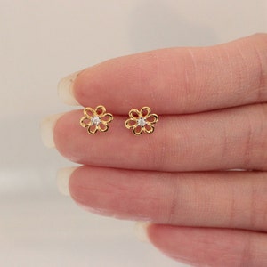 Flower Stud Earrings, Tiny Gold Studs, Dainty Stud Earrings, Children ...