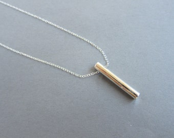 Sterling silver Round Bar Charm on a Sterling Silver Chain, Simple Necklace, Modern Necklace