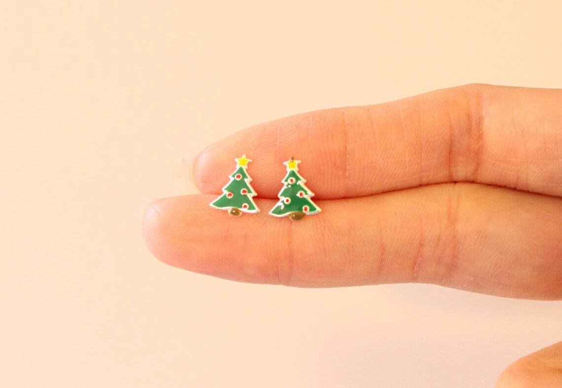 S925 Sterling Silver Earrings Christmas Deer Christmas Tree Asymmetric Earrings