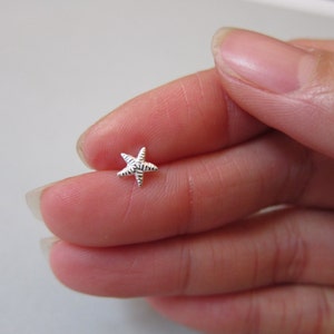 Pendiente de cartílago de estrella de mar de plata de ley, pendiente de estrella de mar, pendiente de semental diminuto, cartílago diminuto, un semental, múltiples perforaciones, criatura marina